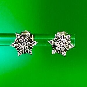 Sterling Silver Snowflake Stud Earrings – Handmade Czech Crystal Winter Jewelry